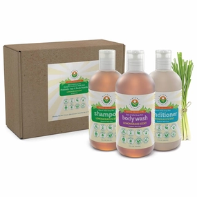Probiotic Soapberry Shampoo, Body Wash & Conditioner [Lemongrass] (3 Pack Gift Bundle) for Sensitive & Dry Skin and Hair - pH Balanced (9 Oz. Bottles)