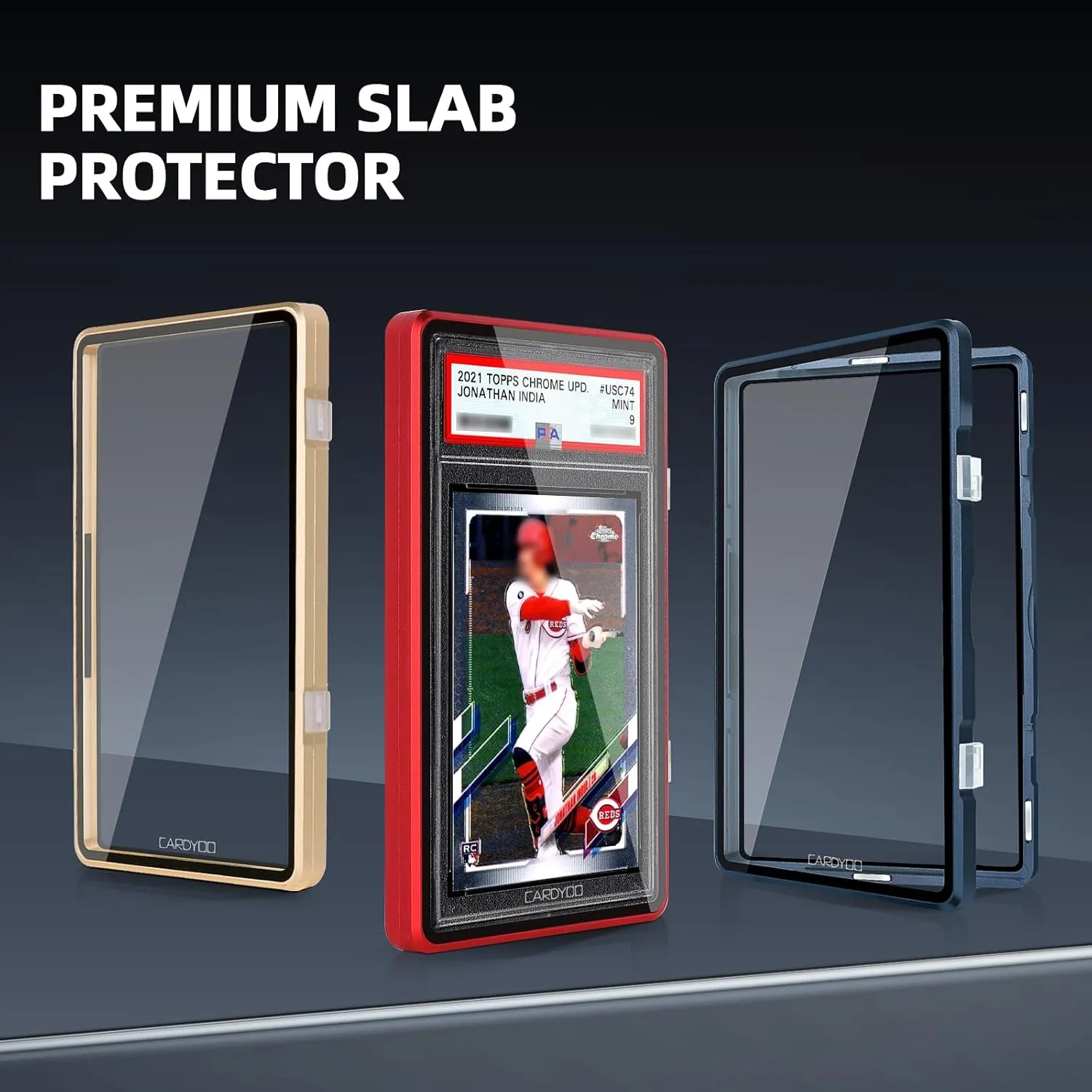 PSA Slab Case, Premium PSA Slab Protector, Metal Graded Card Case for 130PT Standard Card, UV Resistant Composite Glass, Gold