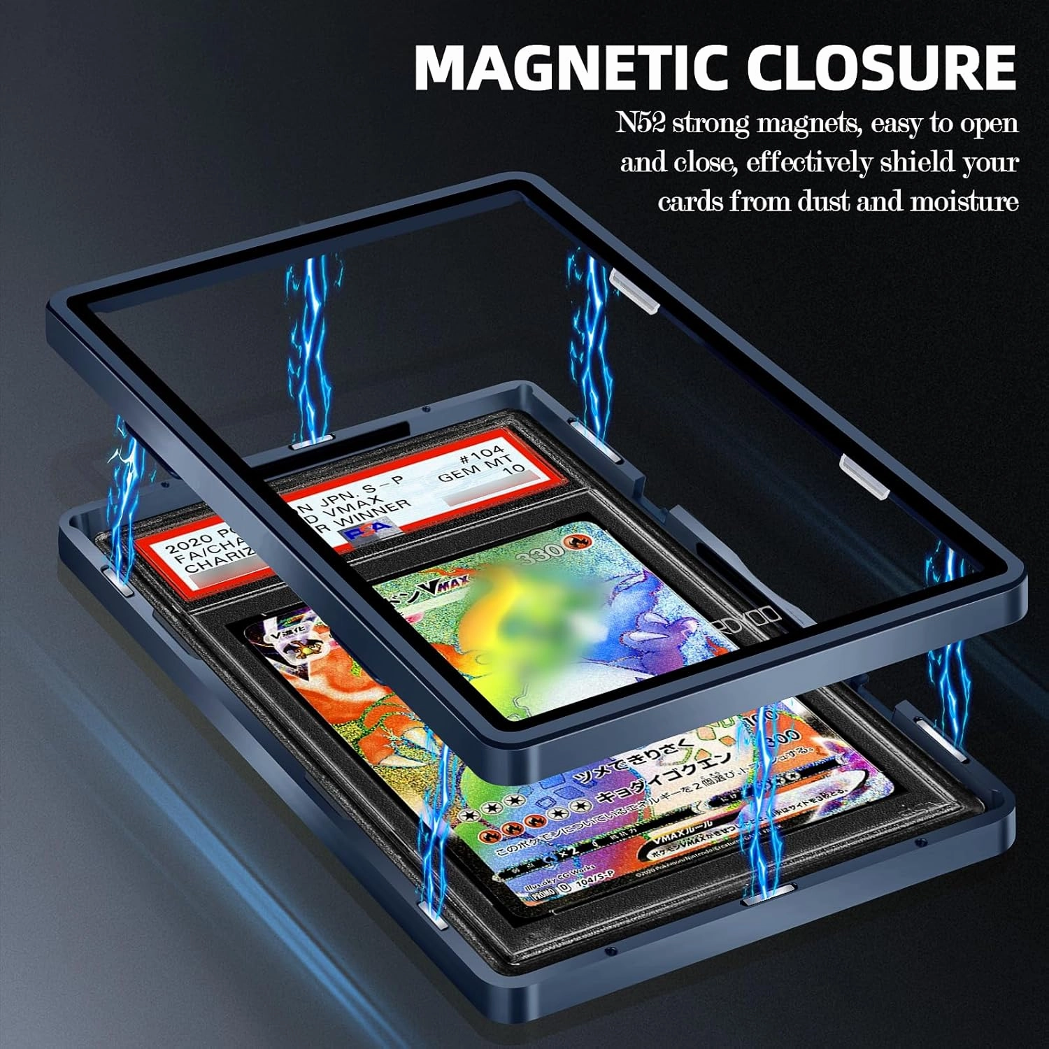 PSA Slab Case, CARDYOO Premium PSA Slab Protector, Metal Graded Card Case for 130PT Standard Card, UV Resistant Composite Glass, Nebula Purple