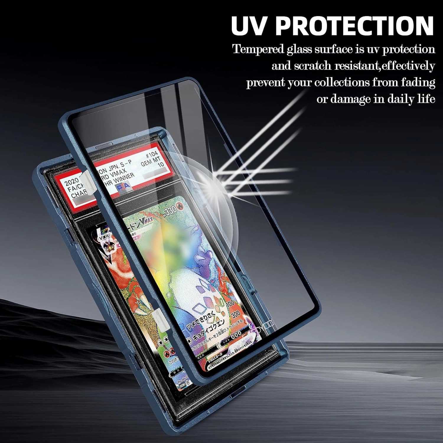 PSA Slab Case, CARDYOO Premium PSA Slab Protector, Metal Graded Card Case for 130PT Standard Card, UV Resistant Composite Glass, Nebula Purple