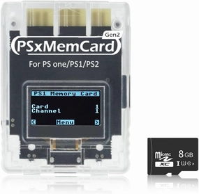 PSxMemCard Gen2 Memory Card - Supports Firmware Upgrade, Unlimited Storage and Sd2psXtd, Includes an 8GB MicroSD Card, High Speed Game Memory Card for PS2/PS1/PS One Console