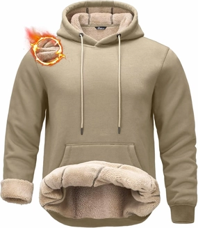 Pudolla Men's Sherpa Hoodie Pullover Winter Thick Warm Fleece Lined Hoodies Athletic Sweatshirts with Kangaroo Pouch Pocket