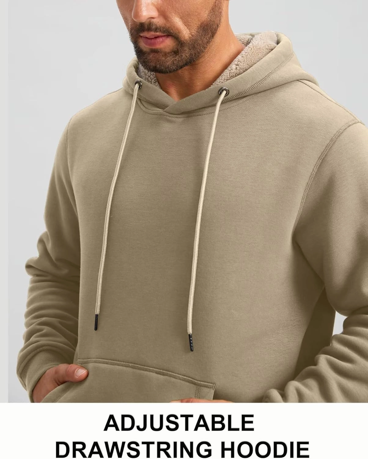 Pudolla Men's Sherpa Hoodie Pullover Winter Thick Warm Fleece Lined Hoodies Athletic Sweatshirts with Kangaroo Pouch Pocket