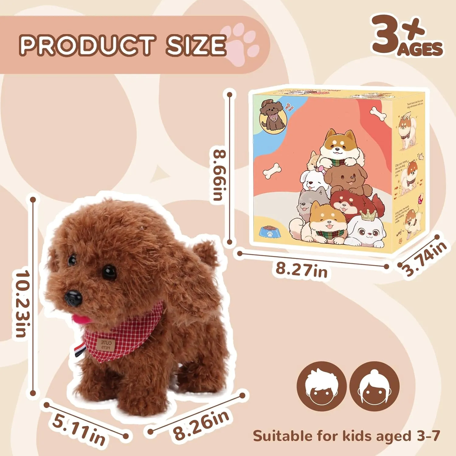 Puppy Toys for Kids, Toy Dogs That Walk and Bark, Walking Dog Toy for Kids with Leash, Interactive Stuffed Puppy with Remote Control, for Girls and Boys Aged 3-7 Year Old