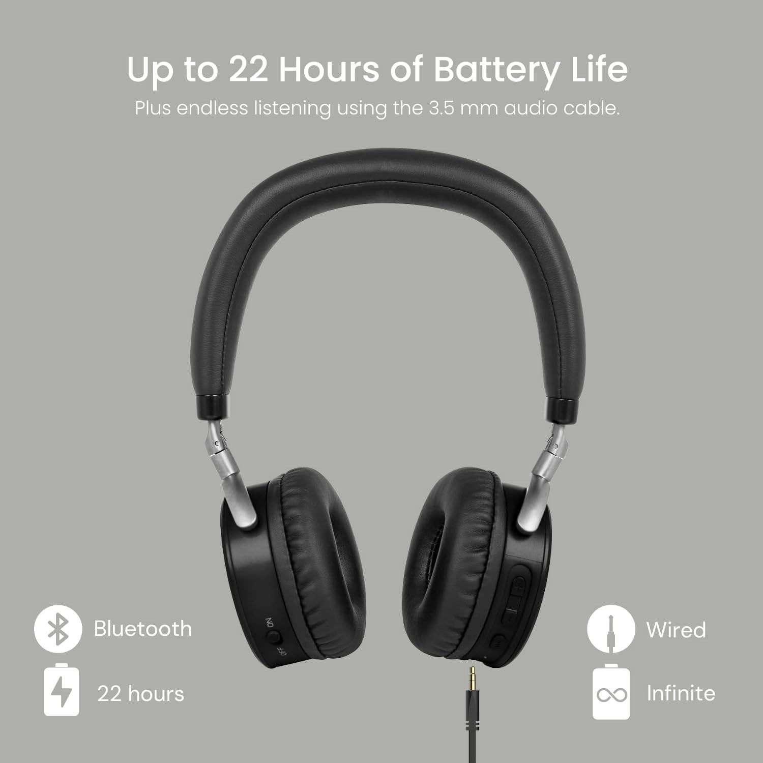 Puro Sound Labs JuniorJam Plus Volume Limiting Headphones for Kids, Safer Audio to Protect Hearing- Adjustable Bluetooth Headphones for Tablets, Smartphones, PCs- 22-Hour Battery Life (Black)