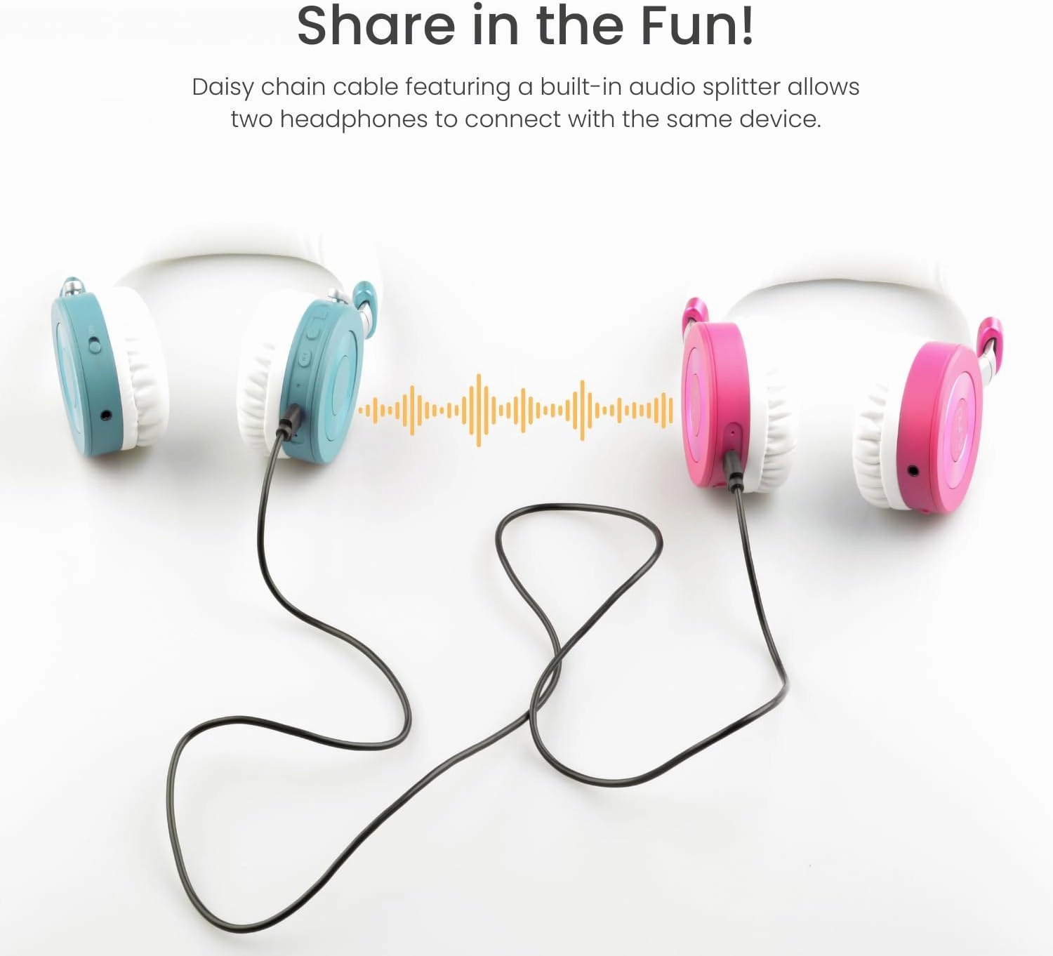Puro Sound Labs JuniorJam Plus Volume Limiting Headphones for Kids, Safer Audio to Protect Hearing- Adjustable Bluetooth Headphones for Tablets, Smartphones, PCs- 22-Hour Battery Life (Teal)