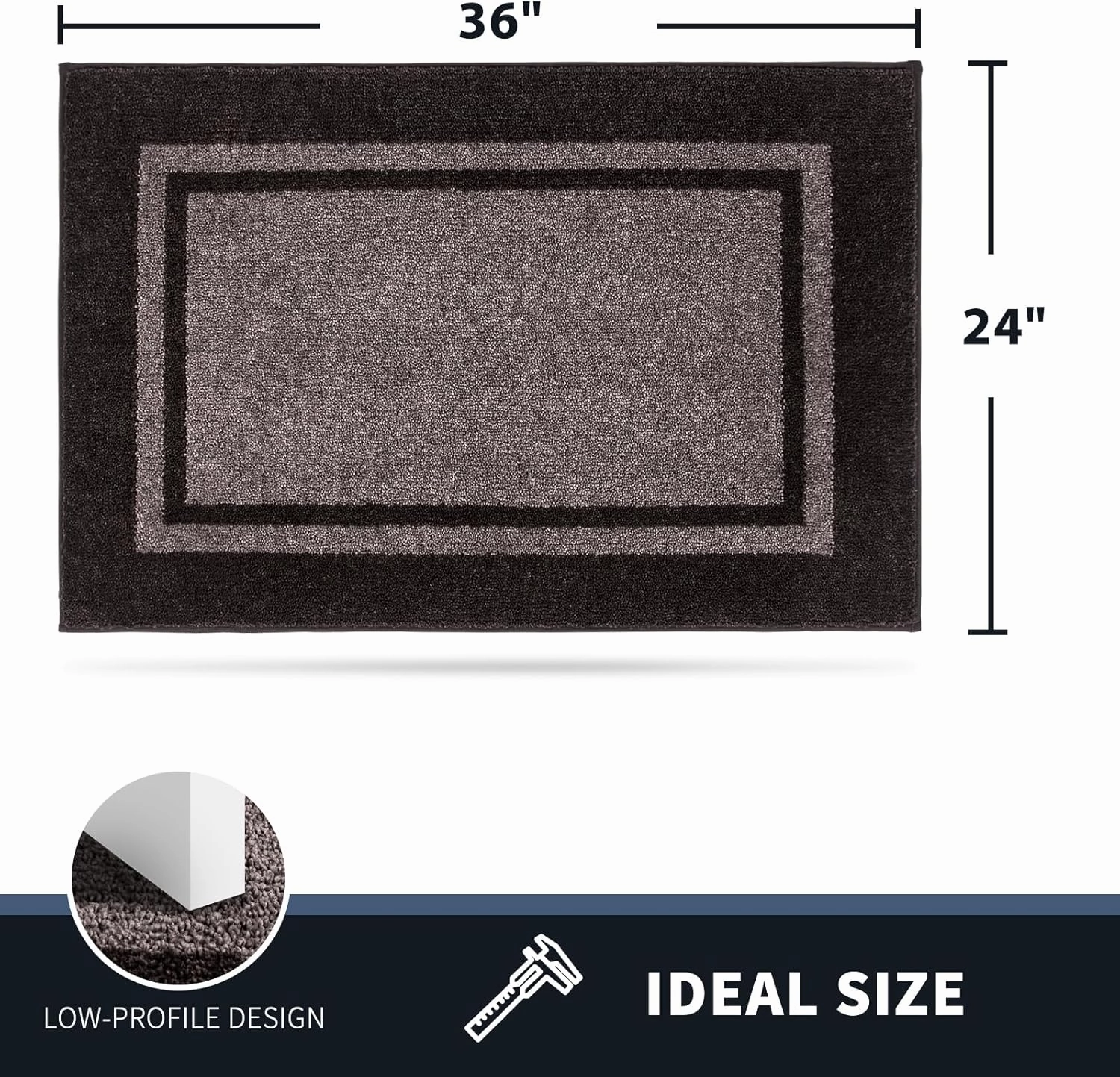 PURRUGS Dirt Trapper Door Mat 24" x 36", Non-Slip/Skid Machine Washable Entryway Rug, Shoes Scraper, Area Rug, Super Absorbent Welcome Mat for Muddy Wet Shoes and Paws, Grayish Brown & Coffee