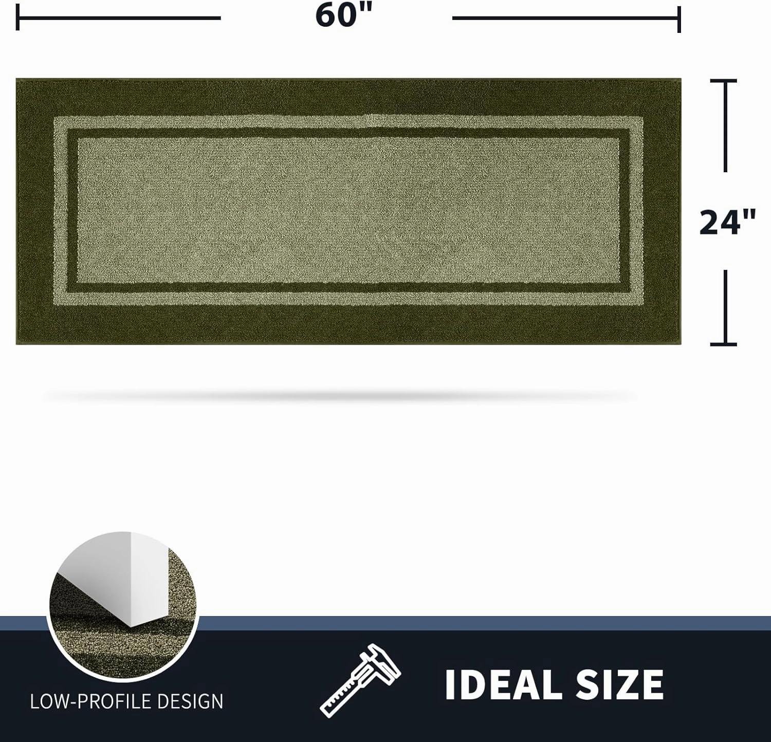 PURRUGS Dirt Trapper Door Mat 24" x 60", Non-Slip/Skid Machine Washable Entryway Rug, Shoes Scraper, Area Rug, Super Absorbent Welcome Mat for Muddy Wet Shoes and Paws, Budding Green & Sage Green