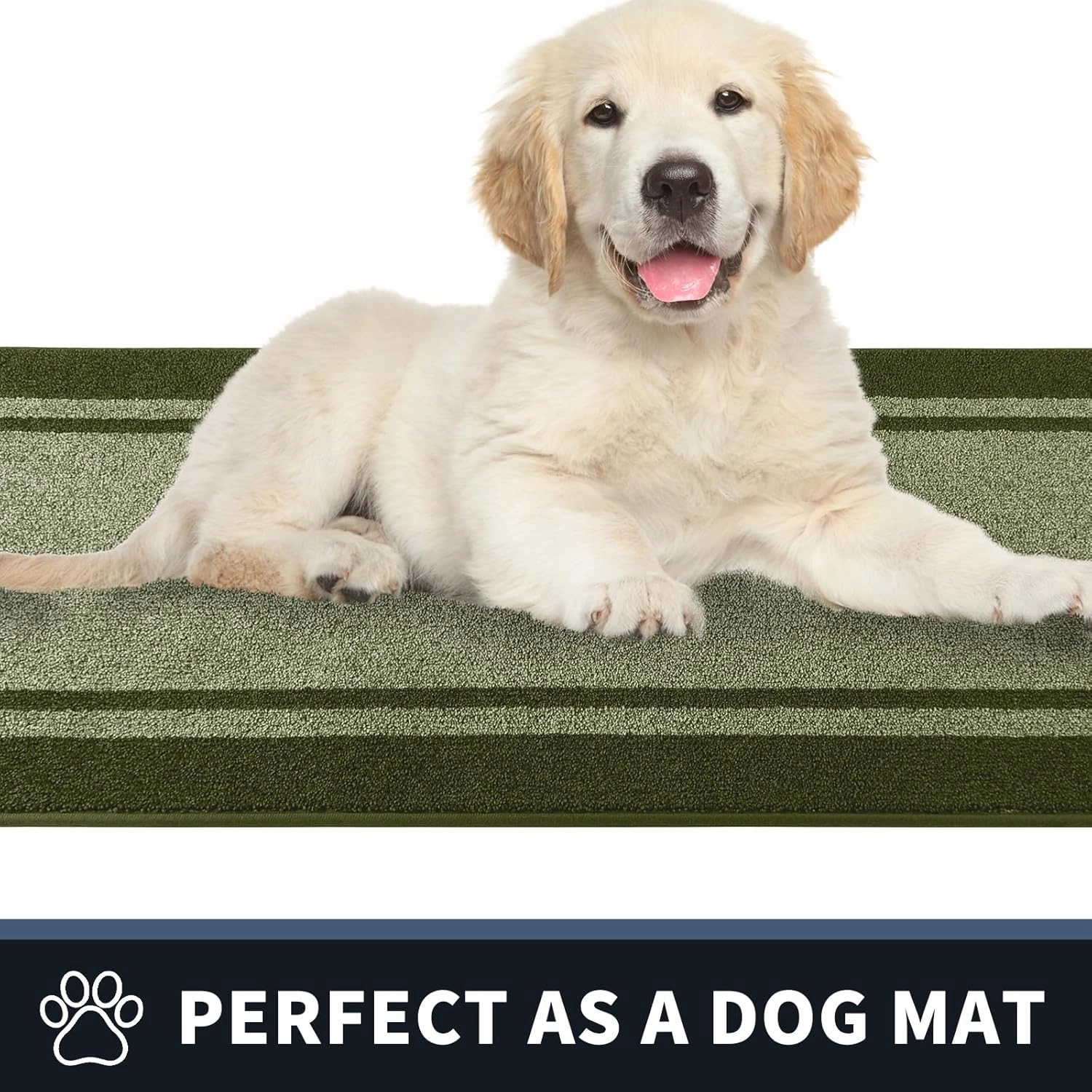 PURRUGS Dirt Trapper Door Mat 24" x 60", Non-Slip/Skid Machine Washable Entryway Rug, Shoes Scraper, Area Rug, Super Absorbent Welcome Mat for Muddy Wet Shoes and Paws, Budding Green & Sage Green