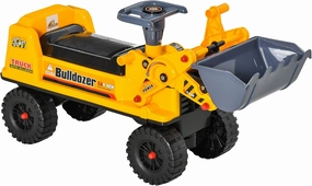 Qaba Kids Bulldozer Ride-On Toy for Toddler with Tough Wheels, Outdoor Construction Toy with Controllable Digging Bucket, Yellow