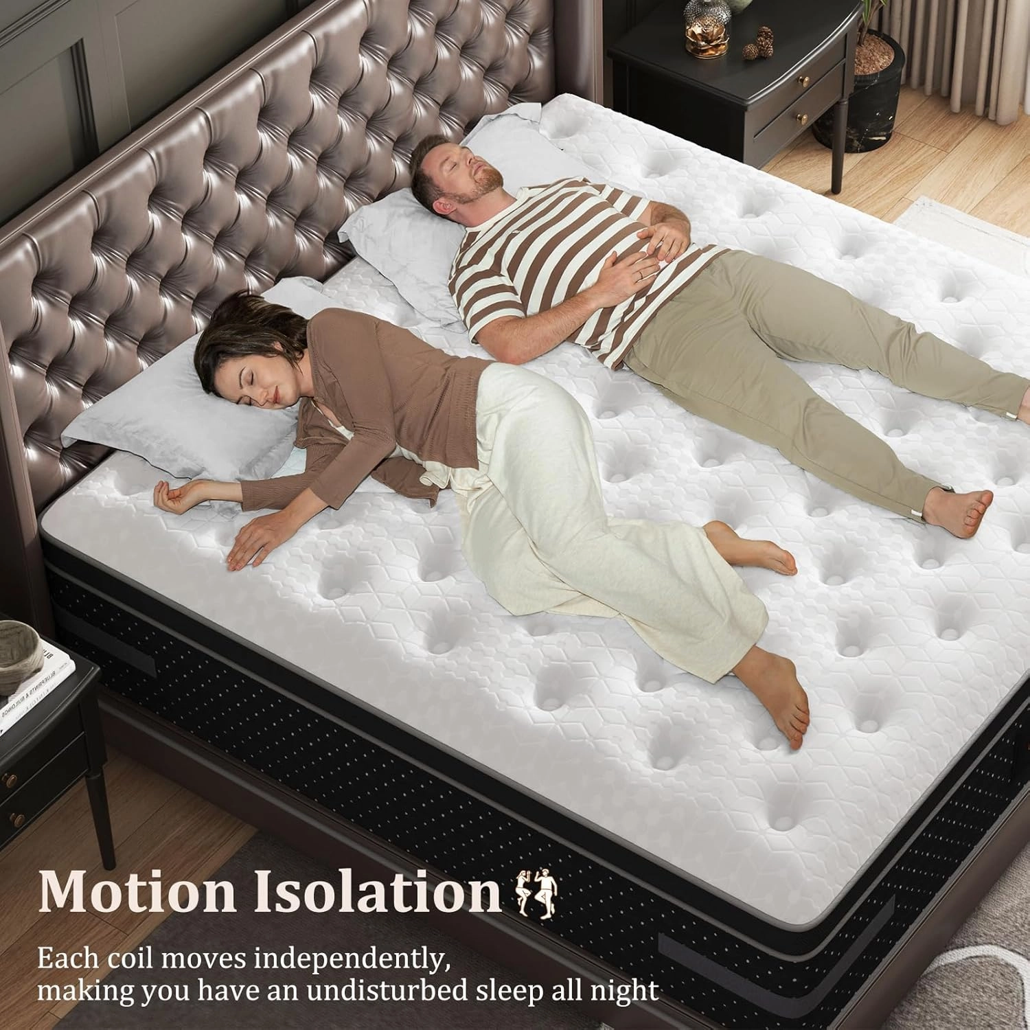 Queen Mattress, 14 Inch Hybrid Mattresses Medium Firm with Extra Lumbar & Shoulder Support, Motion-Isolation Bed in a Box for Pain Relief Deep Sleep Fiberglass Free - No Odor 365 Night Trial