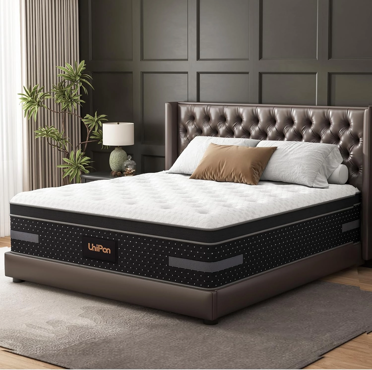 Queen Mattress, 14 Inch Hybrid Mattresses Medium Firm with Extra Lumbar & Shoulder Support, Motion-Isolation Bed in a Box for Pain Relief Deep Sleep Fiberglass Free - No Odor 365 Night Trial