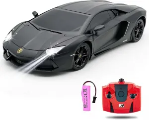 QUN FENG Official Licensed Lamo LP-700 1:18 Scale Remote Control Car for Kids 8-12 Years, RC Car with Rechargeable Battery 3.7V 500mAh, 2.4GHz Matte Black