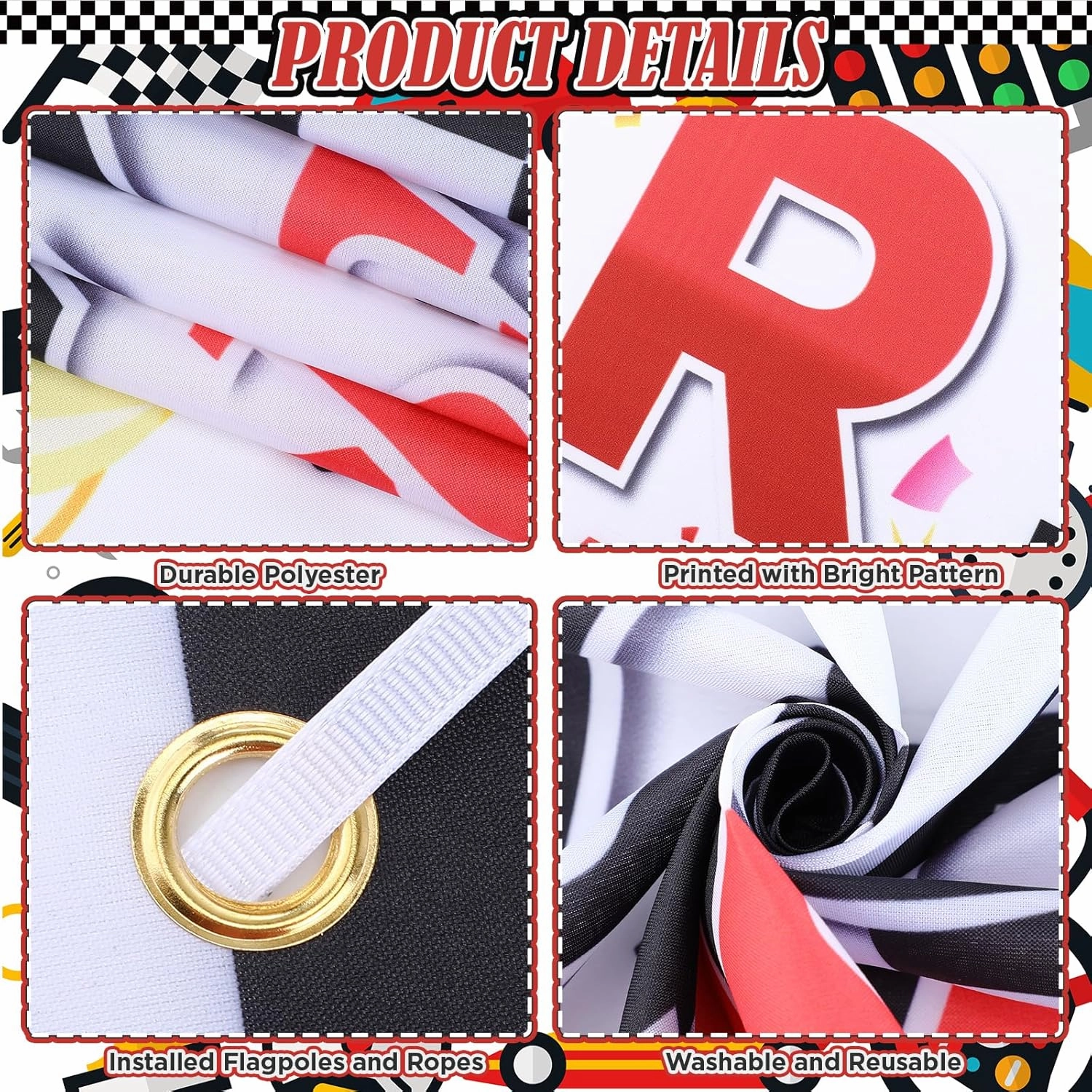 Race Car Birthday Party Decorations, Welcome Race Fans Banner Porch Sign 9 Racing Party Signs Racetrack Floor Runner for Birthday Supplies Baby Shower Lets Go Racing Car Party Decoration