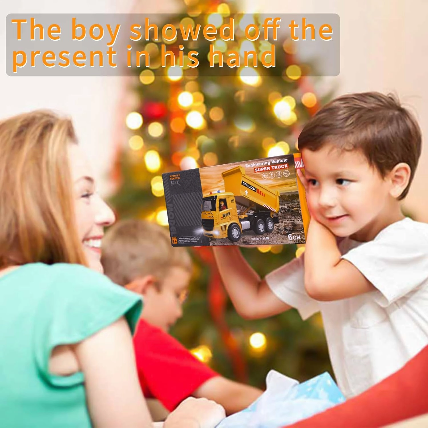 Race Remote Control Dump Truck - RC Construction Vehicles with LED Lights and Simulation Sound Rechargable Hydraulic Car for 6 7 8 9 Year Old Boys, Educational Toys Birthday Gifts for Kids