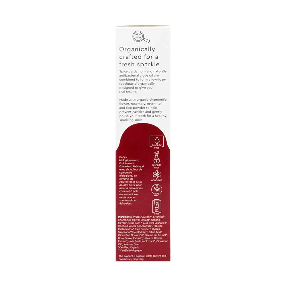 RADIUS Toothpaste, Clove Cardamom, 3 oz, USDA Organic Non-Toxic Chemical-Free Gluten-Free, Designed to Improve Gum Health & Prevent Cavities, Pack of 3