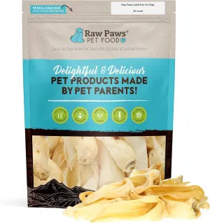 Raw Paws Lamb Ears for Dogs (30 Pack) - Packed in USA - Crunchy Lamb Dog Treats - Single Ingredient, Natural Rawhide Alternative Dog Chews - Preservative & Additive Free