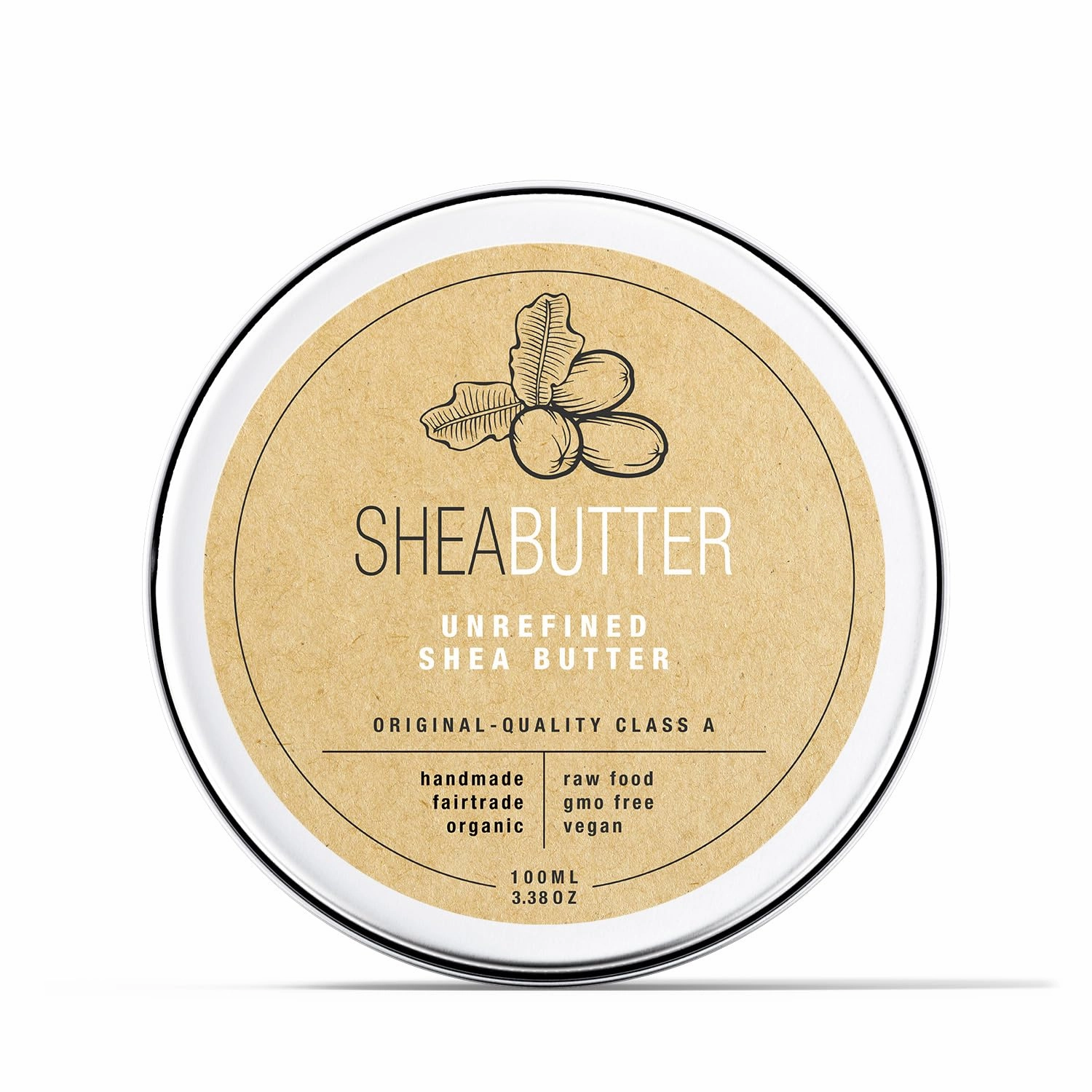 Raw and Unrefined Shea Butter - Pure Organic African Shea Butter, Deep Hydration and Handmade Skin Moisturizer for Dry Skin, Hair, Face, and Body (3.4 oz)