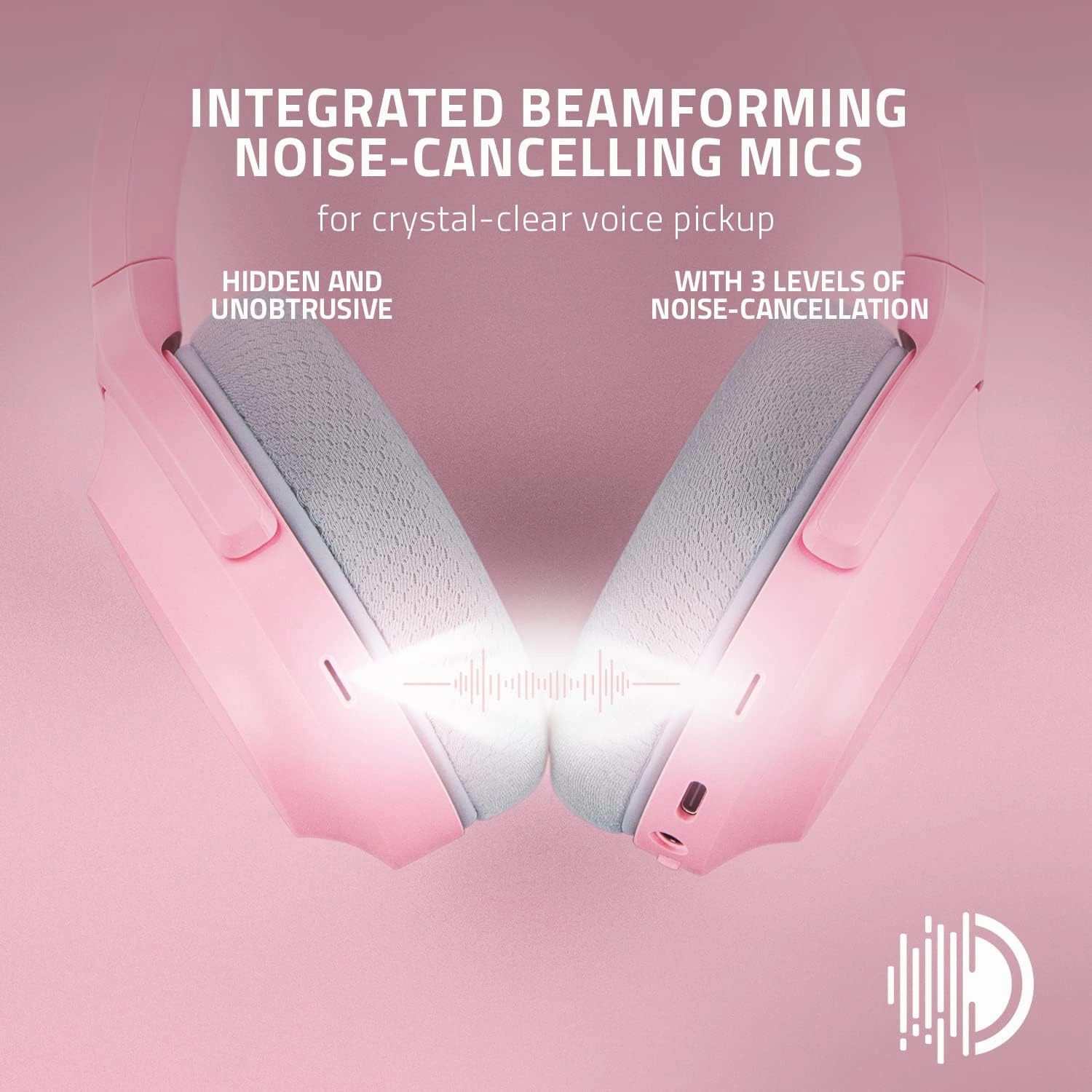 Razer Barracuda Wireless Gaming & Mobile Headset (PC, PlayStation, Switch, Android, iOS): 2.4GHz Wireless   Bluetooth - Integrated Noise-Cancelling Mic - 50mm Drivers - 40 Hr Battery - Quartz Pink