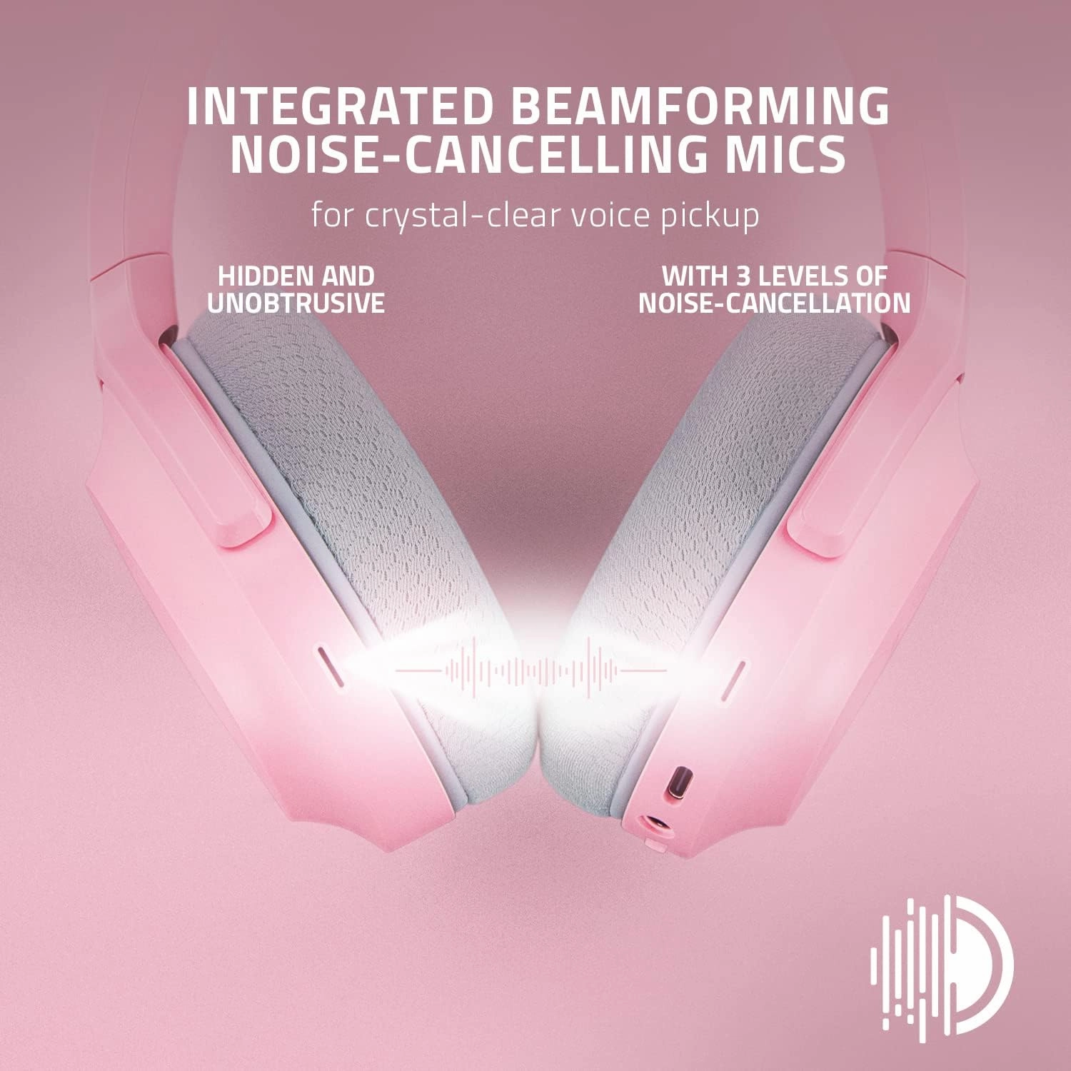 Razer Barracuda Wireless Gaming & Mobile Headset (PC, PlayStation, Switch, Android, iOS): 2.4GHz Wireless   Bluetooth - Integrated Noise-Cancelling Mic - 50mm Drivers - 40 Hr Battery - Quartz Pink