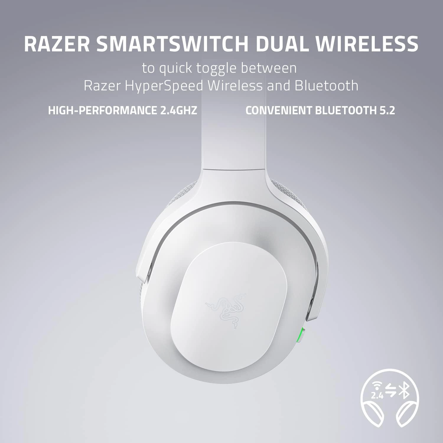 Razer Barracuda Wireless Gaming Headset: 2.4GHz   Bluetooth, Noise-Cancelling Mic, 50mm Drivers, 40Hr Battery - For PC, Playstation, Switch, Android, iOS