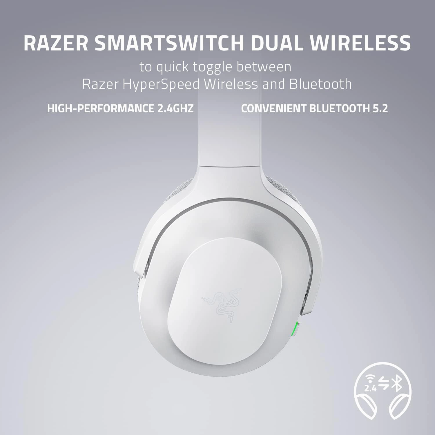 Razer Barracuda Wireless Gaming Headset: 2.4GHz   Bluetooth, Noise-Cancelling Mic, 50mm Drivers, 40Hr Battery - For PC, Playstation, Switch, Android, iOS