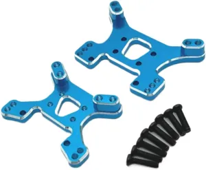 RC Upgrade Parts for Wltoys for 144001 144002 144010 124017 124019 124007 124008 RC Car Upgrade Parts Accessories Metal Front and Rear Shock Tower Plate(Blue)