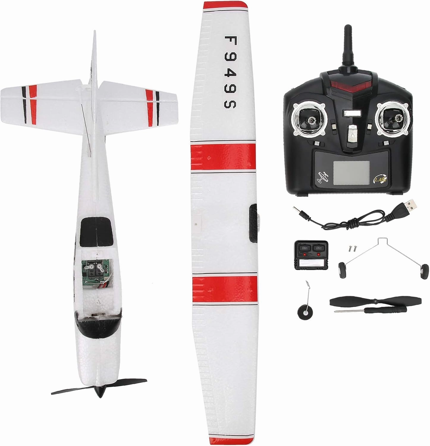 RC Airplane F949S 2.4GHz 3 Channels Micro RC Airplane Remote Control Fixed Wing for Cessna‑182 Toy