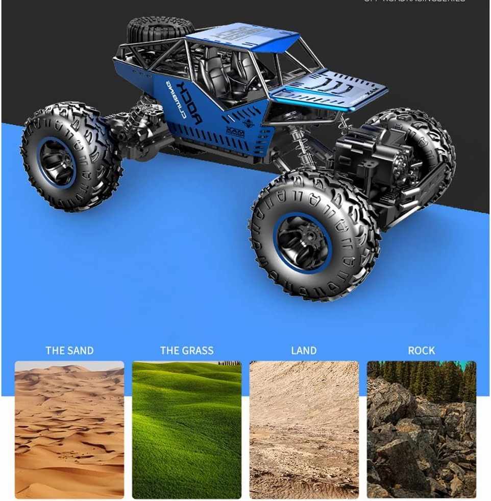RC Car 1:16 Remote Control Car Monster Trucks with 2 Rechargeable Batteries 4WD Off All Terrain RC Car Rechargeable Vehicles Toy Gift for Boys Girls