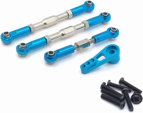 RC Car DIY Parts for WLtoys 104009 12401 12402 12403 12404 12409 25T Metal Modified Steering Link Servo Arm Remote Control Car Upgrade Parts Accessories(Blue)