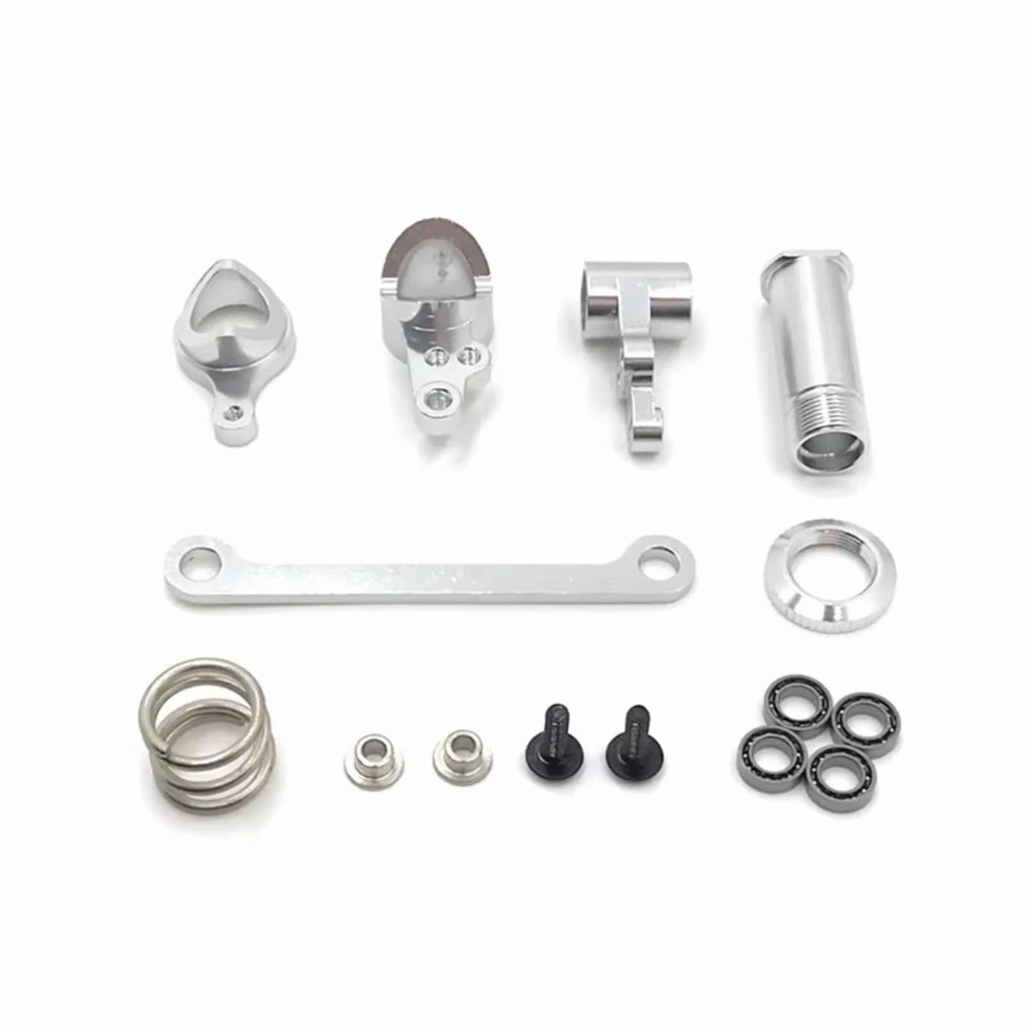 RC Car DIY Parts for WLtoys 144010 144001 144002 124016 124017 124018 124019 4/7/2 Metal Upgrade Bearing Steering Assembly RC Car Parts(Silver)