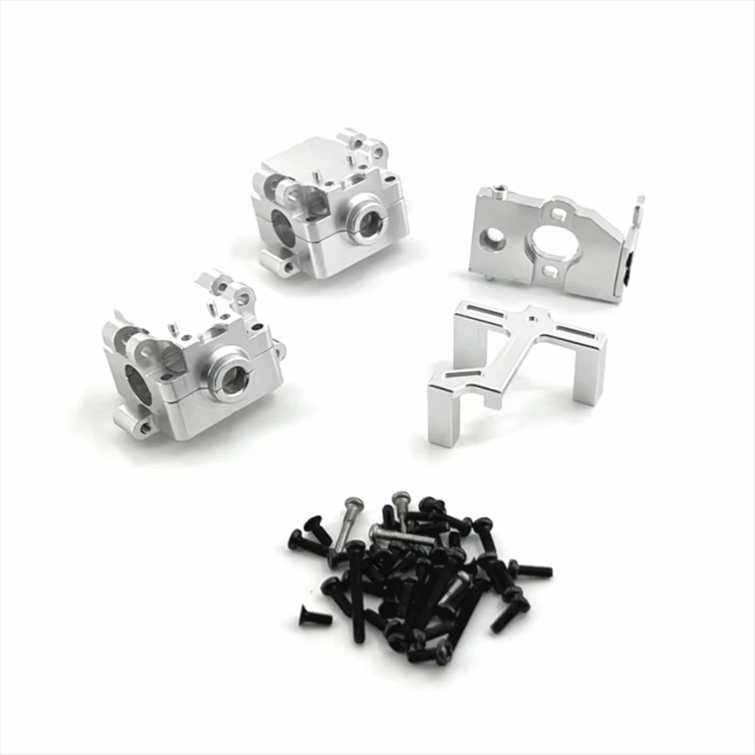 RC Car DIY Parts for WLtoys 284161 284010 284131 K989 K969 K979 P929 1/28 Metal Gearbox Motor Base Steering Gear Base RC Car Upgrade Parts(Silver)