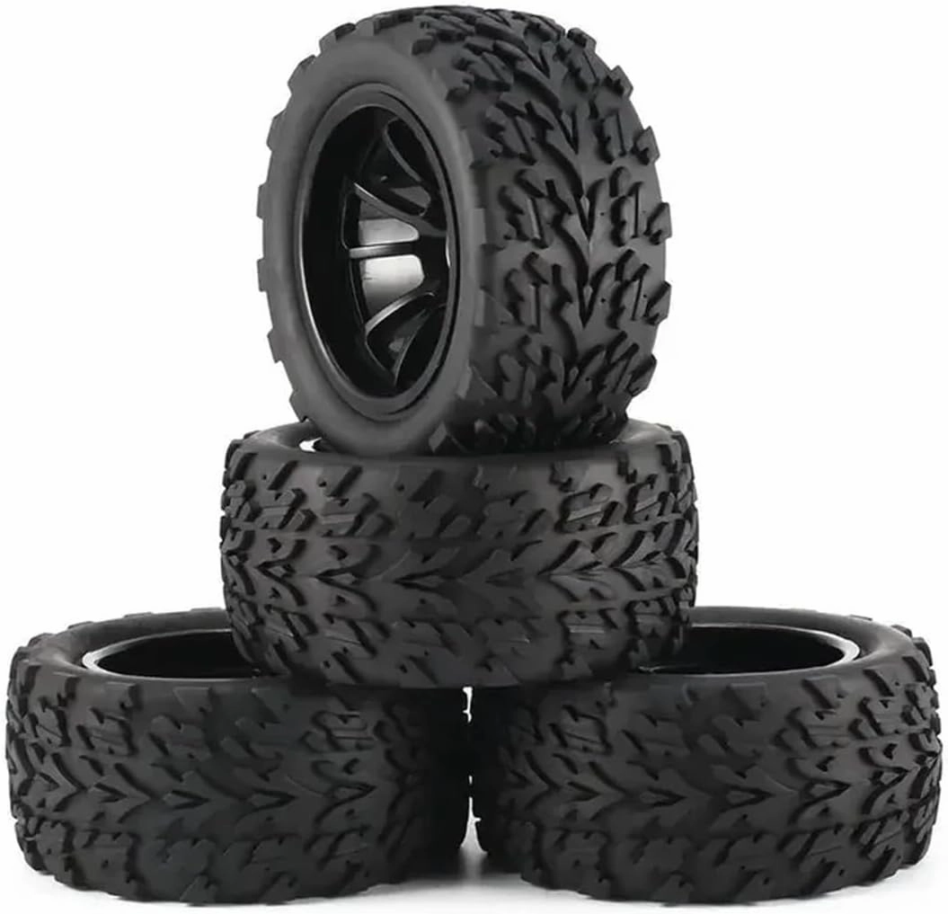 Rc Car Wheel Rim Tire Compatible with HSP 94111 94188 1/10 Off-Road RC Cars 4PCS Truck Wheel Tires D128mm Rubber Tire Wheels in 12mm Hex Adapter(A10)