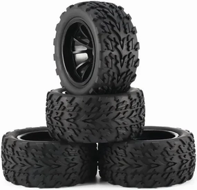 Rc Car Wheel Rim Tire Compatible with HSP 94111 94188 1/10 Off-Road RC Cars 4PCS Truck Wheel Tires D128mm Rubber Tire Wheels in 12mm Hex Adapter(A10)