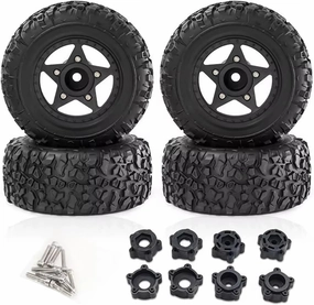 Rc Car Wheel Rim Tire Compatible with TRAXXAS for Slash for ARRMA for SENTON 1/8 1/10 RC Car Short Course Truck 109mm Tire with 12mm 14mm 17mm Wheel Hex(Black)