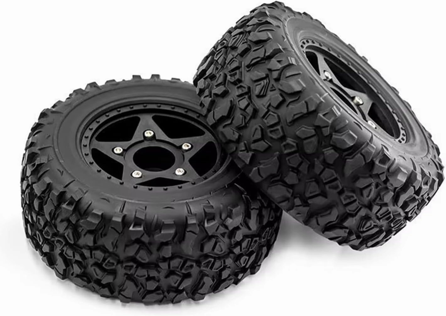 Rc Car Wheel Rim Tire Compatible with TRAXXAS for Slash for ARRMA for SENTON 1/8 1/10 RC Car Short Course Truck 109mm Tire with 12mm 14mm 17mm Wheel Hex(Black)