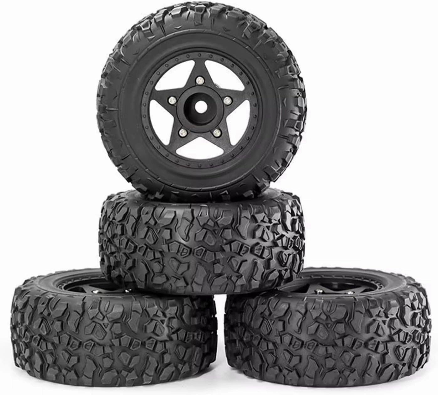 Rc Car Wheel Rim Tire Compatible with TRAXXAS for Slash for ARRMA for SENTON 1/8 1/10 RC Car Short Course Truck 109mm Tire with 12mm 14mm 17mm Wheel Hex(Black)