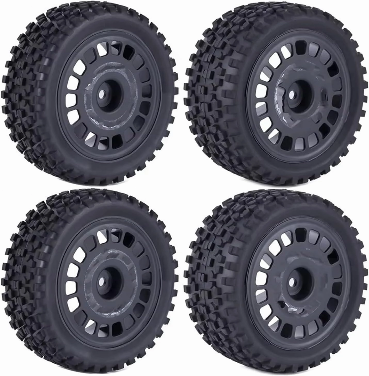 Rc Car Wheel Rim Tire Compatible with Wltoys 104001 for Tamiya for TT-02B 1/10 Rc for Rally Tires for Buggy Tire Plastic Upgrades Tire Mounting Glue RC Part(Black)