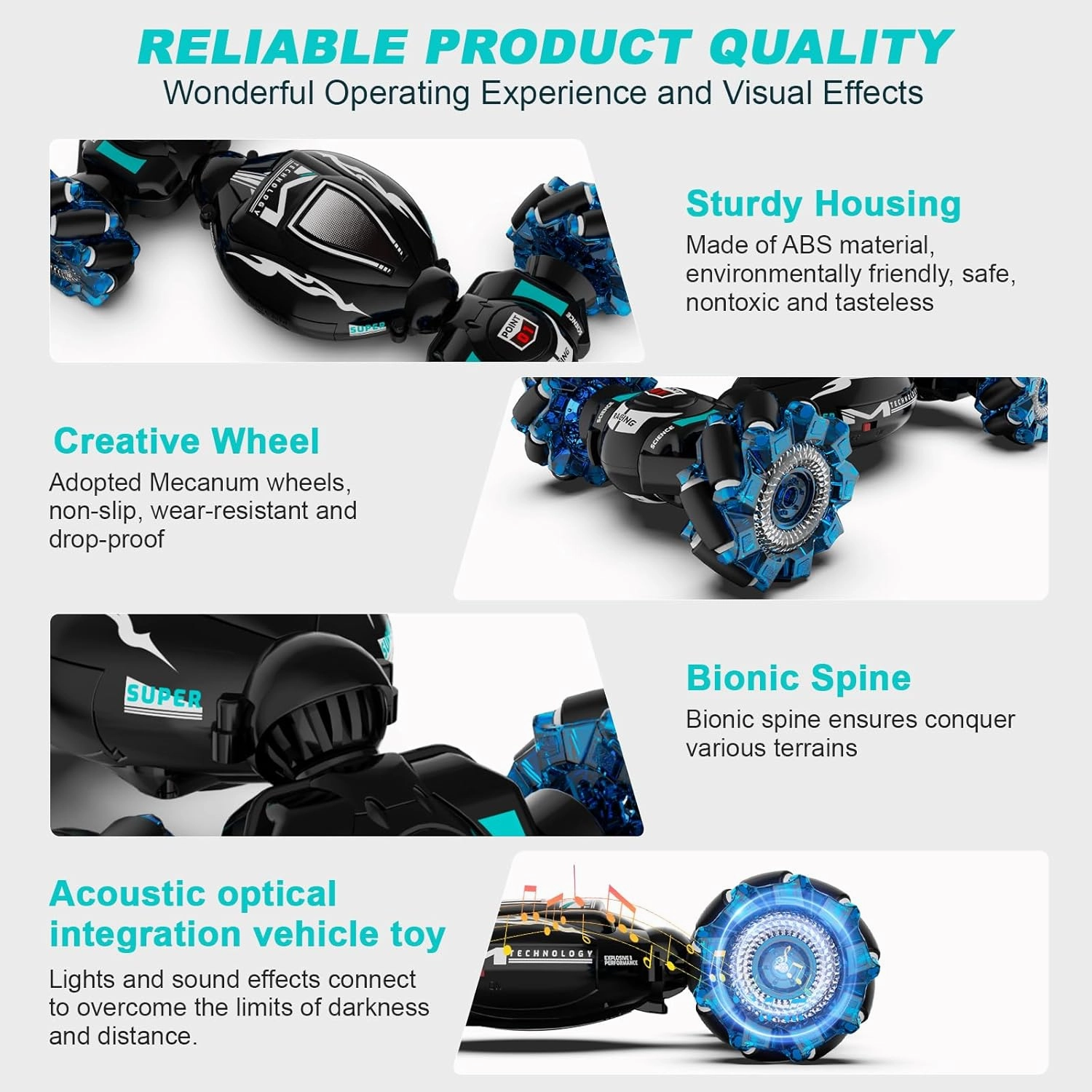 RC Cars, Gesture Sensing Stunt Car Toys for Boys Girls 6-12 Year Old, 2.4Ghz 4WD Hand Remote Control Toy 360° Rotate Transform Off-Road Drift with Lights Music, Birthday Xmas Gifts for Kids