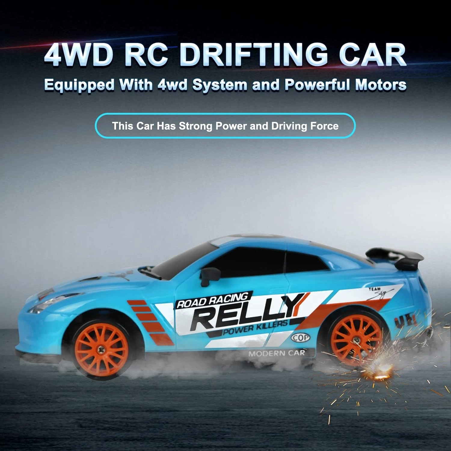 RC Drift Car Remote Control Car 2.4GHz 1:24 Scale 4WD 15KM/H High Speed Model Vehicle LED Lights Drifting Tire Racing Sport Toy for Adult Boys Girls Kids Gift 2Pcs Rechargeable Batterie