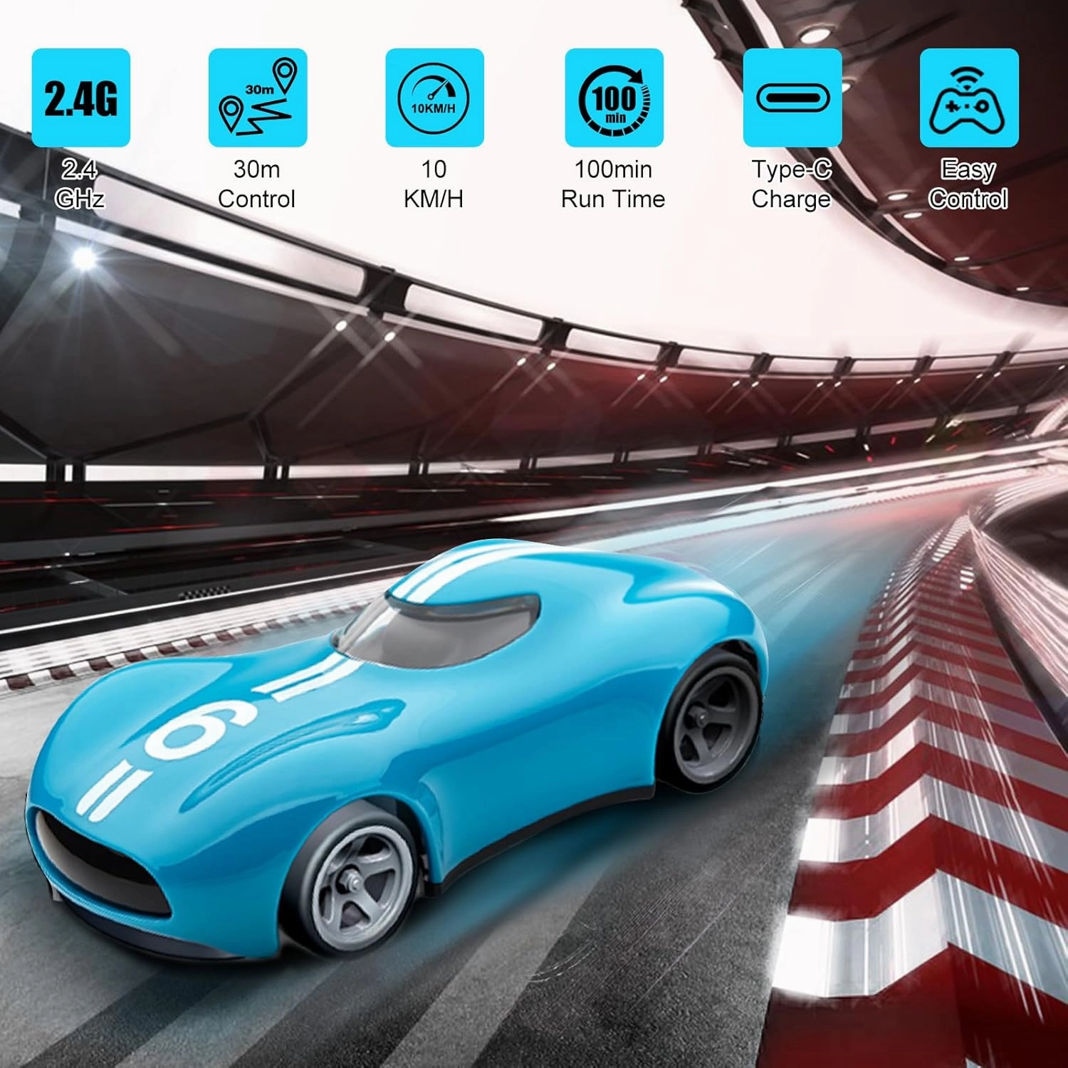 RC Drift Car, Speedster Rechargeable Remote Control Sport Racing Toy Model 10KM/H  High Speed RWD with Differentia Ultimate Gift for Car Lovers & Racers