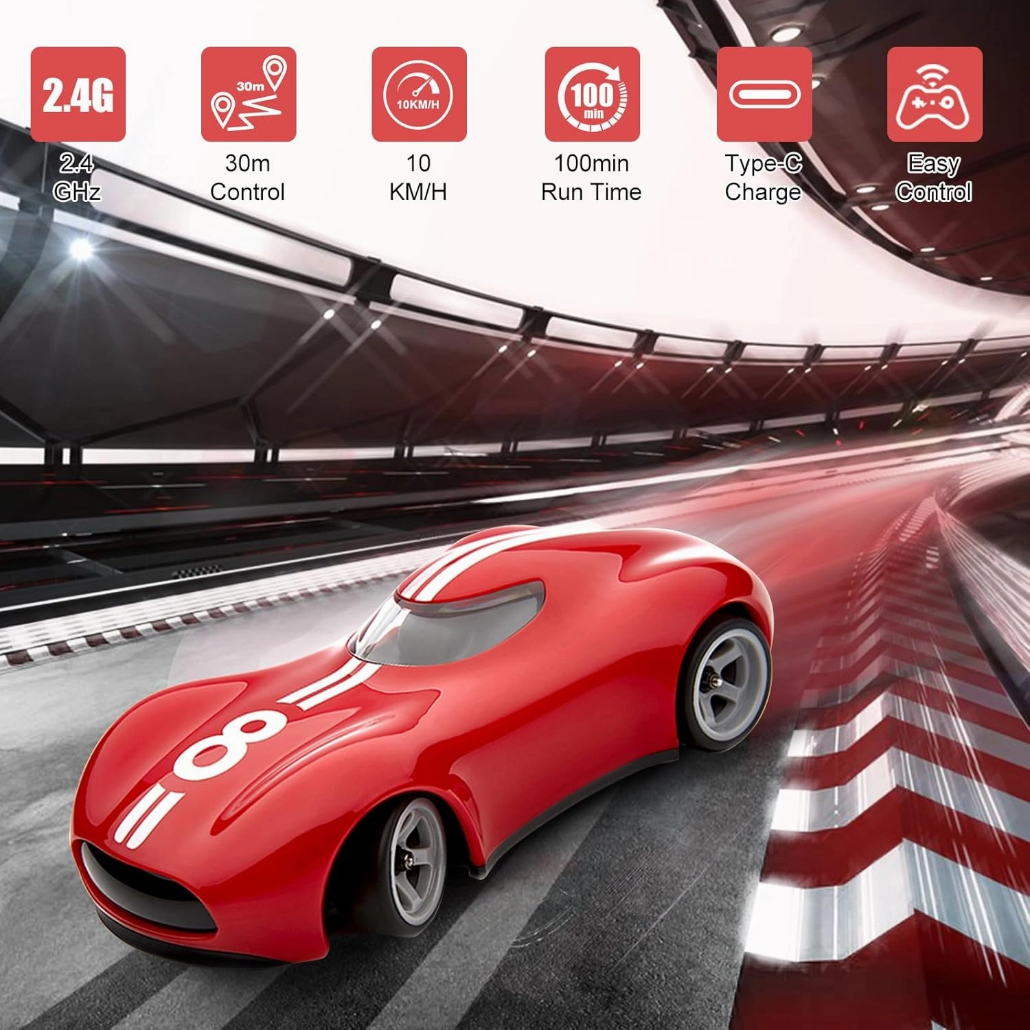RC Drift Car, Speedster Rechargeable Remote Control Sport Racing Toy Model 10KM/H  High Speed RWD with Differentia Ultimate Gift for Car Lovers & Racers