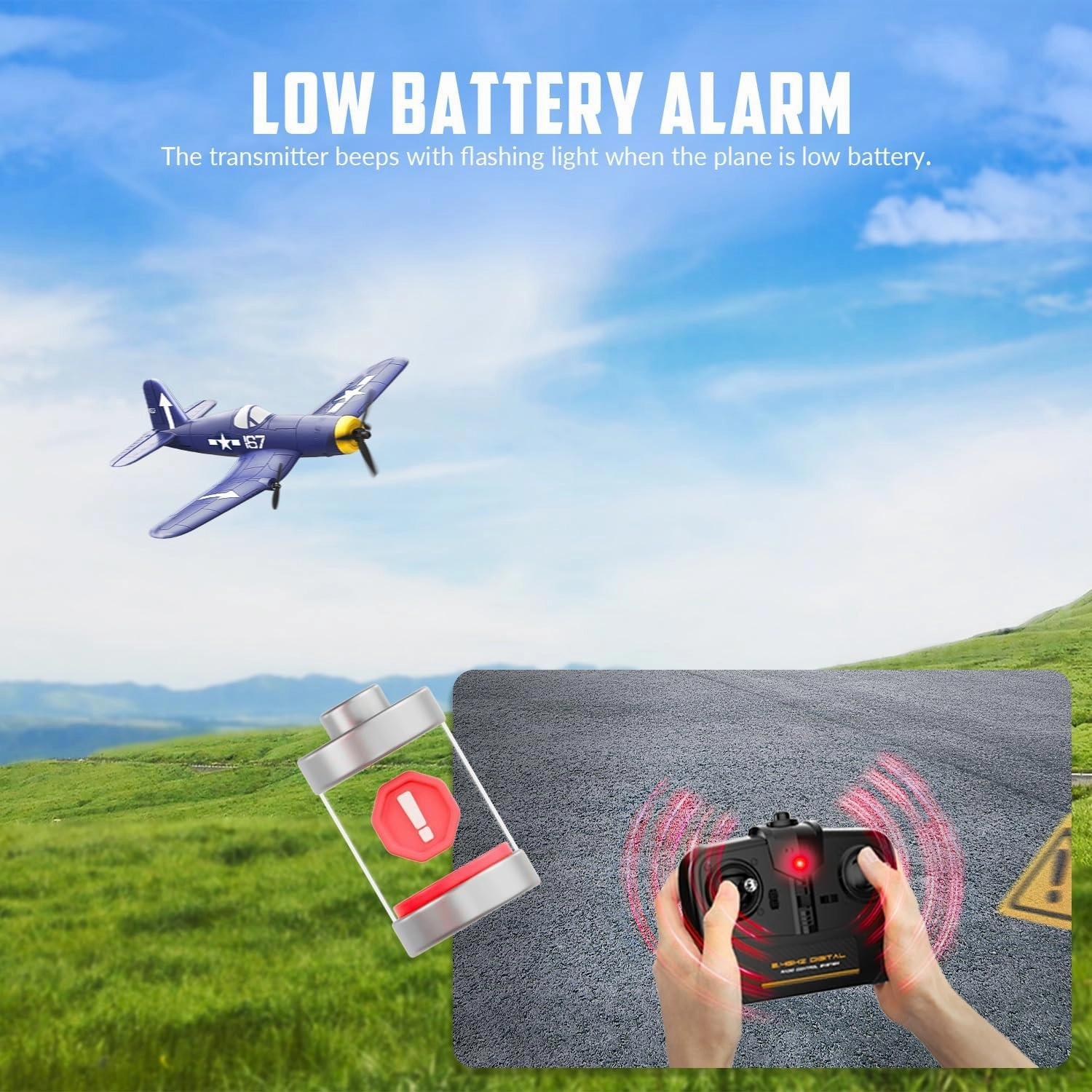RC Plane RTF for Beginners,2.4Ghz 3CH Remote Control Airplane Easy to Fly with Gyro Stabilization，Outdoor Hobby WWII,with Xpilot Stabilization System (F4U)