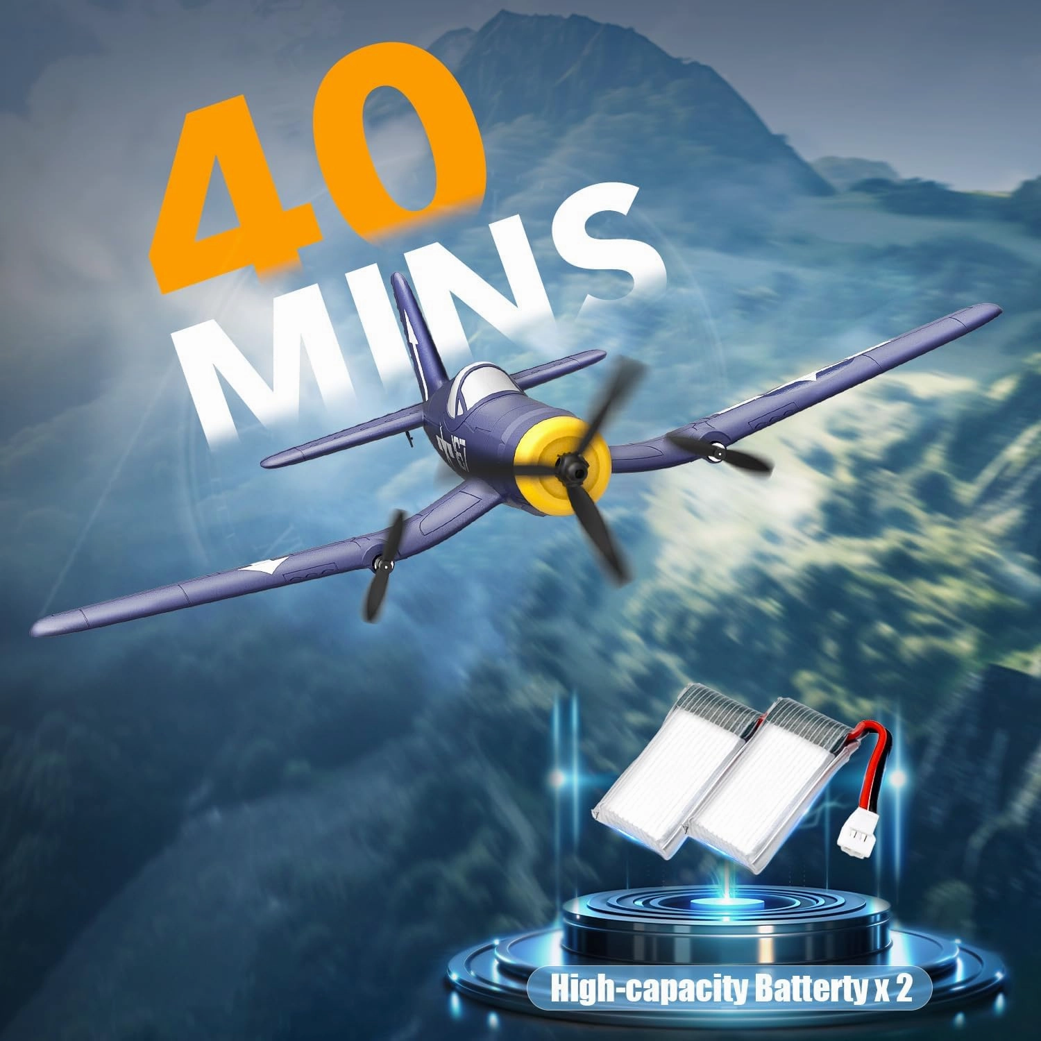 RC Plane RTF for Beginners,2.4Ghz 3CH Remote Control Airplane Easy to Fly with Gyro Stabilization，Outdoor Hobby WWII,with Xpilot Stabilization System (F4U)