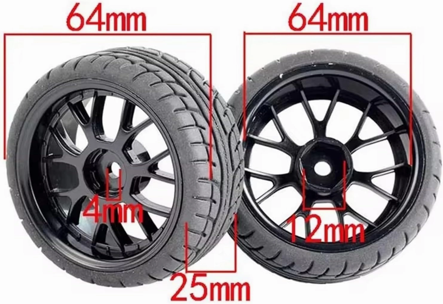 RC Tyre Set for WLtoys 144001 and 1/18 1/16 1/10 Car Tyre(4-Pack) RC Car Rubber Tires & Wheels Rims 12mm Hex Hub(Yellow)