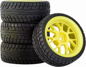 RC Tyre Set for WLtoys 144001 and 1/18 1/16 1/10 Car Tyre(4-Pack) RC Car Rubber Tires & Wheels Rims 12mm Hex Hub(Yellow)