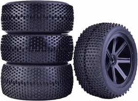 Rc Wheel Rim Tire for Racing 4Pcs 85mm Wheel Hub Rim & Rubber Tires for 1/10 Off-Road RC Car for Buggy Tires Spare Parts Accessories Component