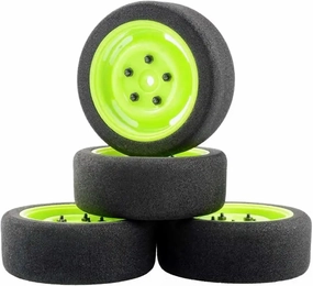 Rc Wheel Rim Tire for Wltoys 144001 124019 124017 for A959 Parts 4pcs On Road Foam Tyres Wheel 12MM Hex for 1/16 1/14 1/12 Remotre Contrl Cars(Green)