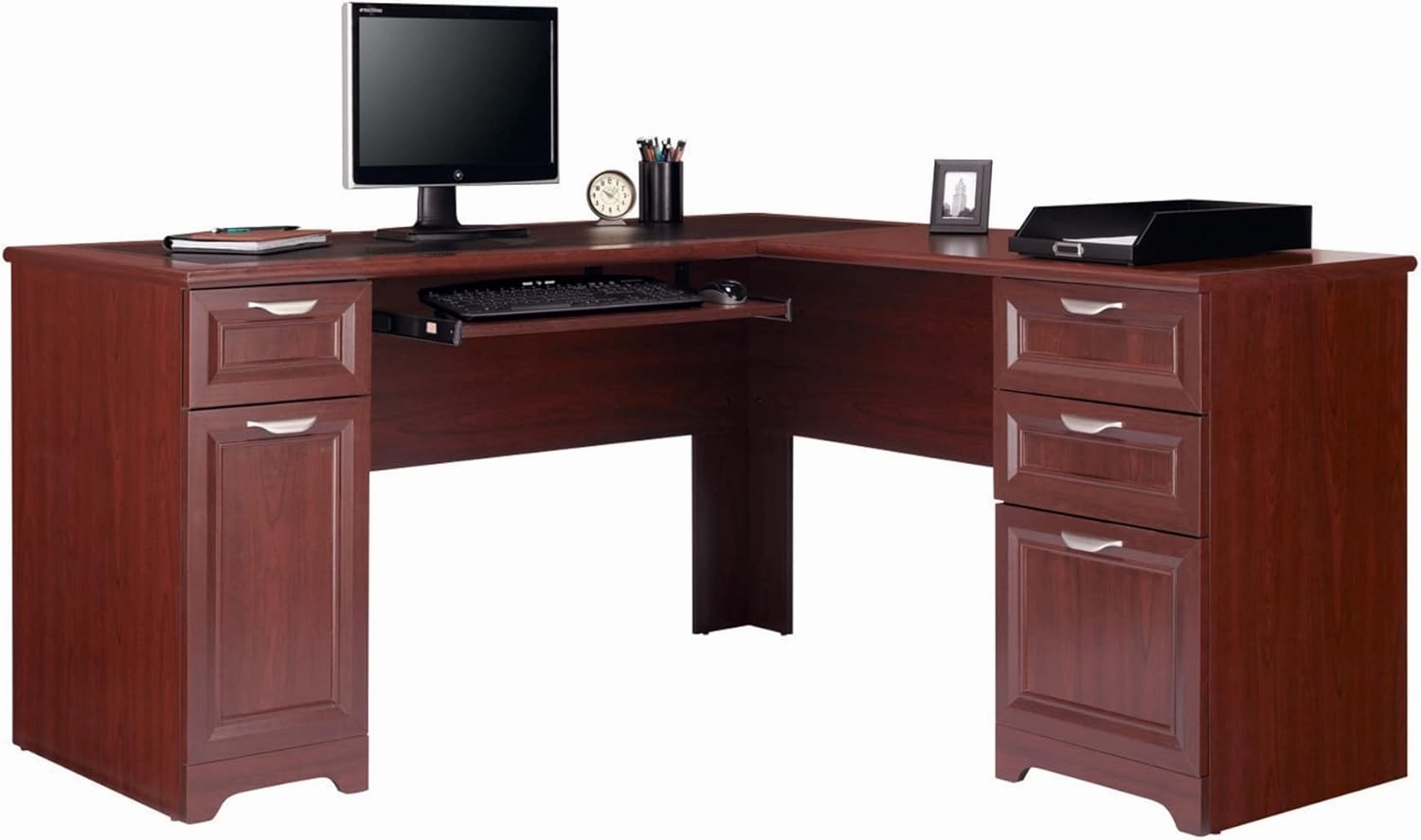 Realspace® Magellan 59"W L-Shape Corner Computer Desk, Classic Cherry
