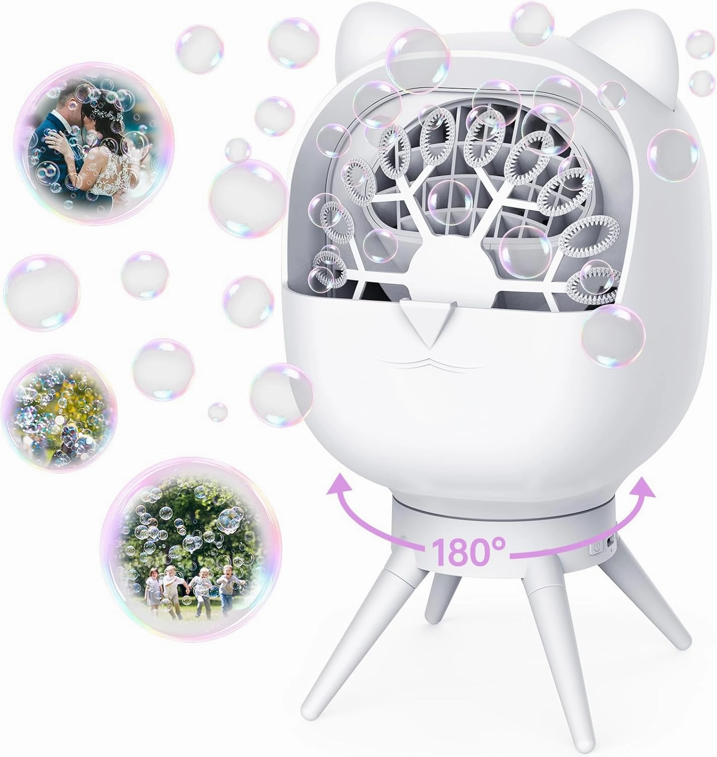 Rechargeable Bubble Machine for Toddlers Kids, Automatic-Rotating, 38000  Big Bubbles/min, 2 Speed Modes, Battery Operated, Bubble Blower Maker for Outdoor, Garden, Parties, Birthday, Wedding